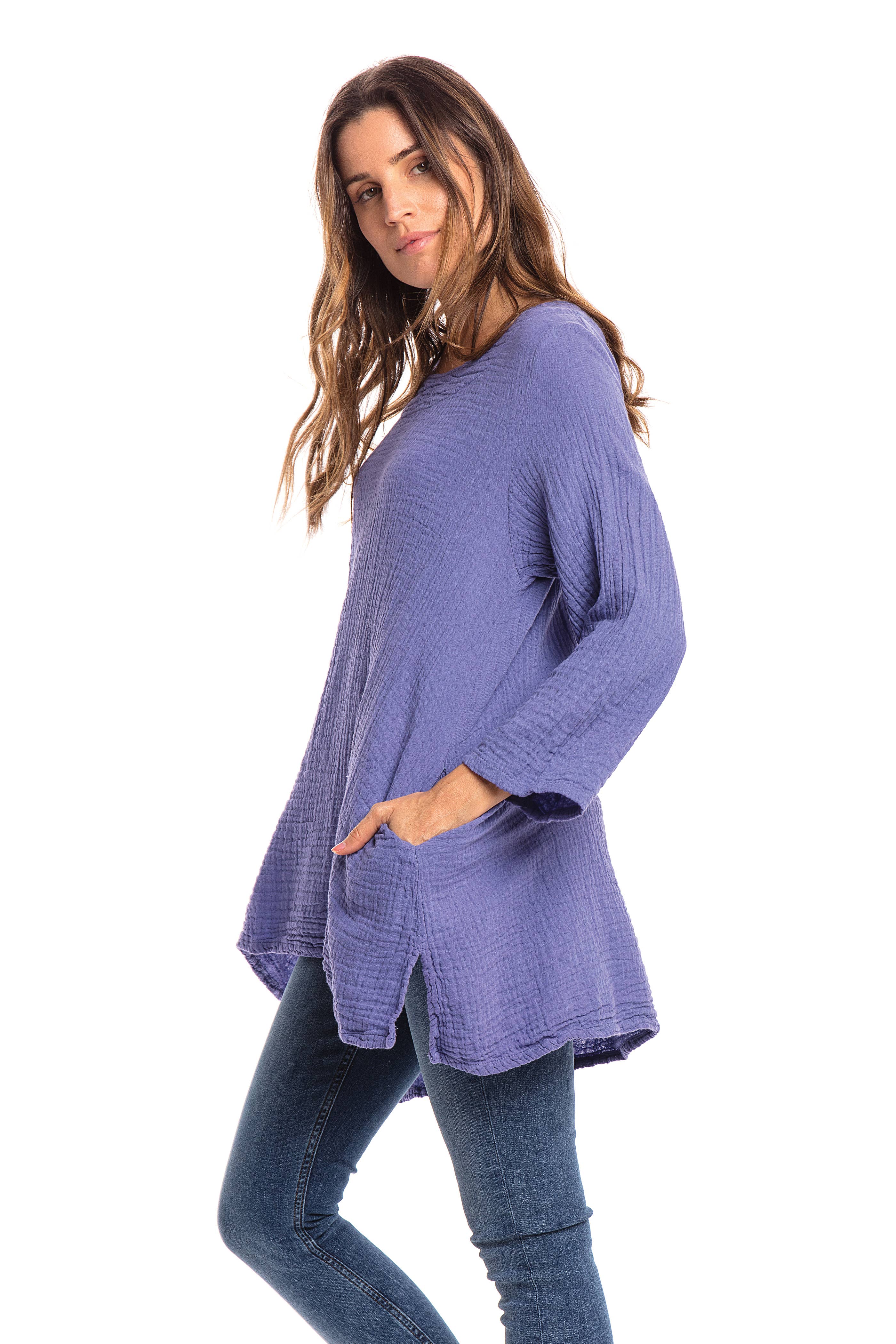 Nusantara Inc. - Wholesale Blouse - Women's - Thai Cotton Long Sleeve Tunic-03477 (S/M, L/X, XXL)13