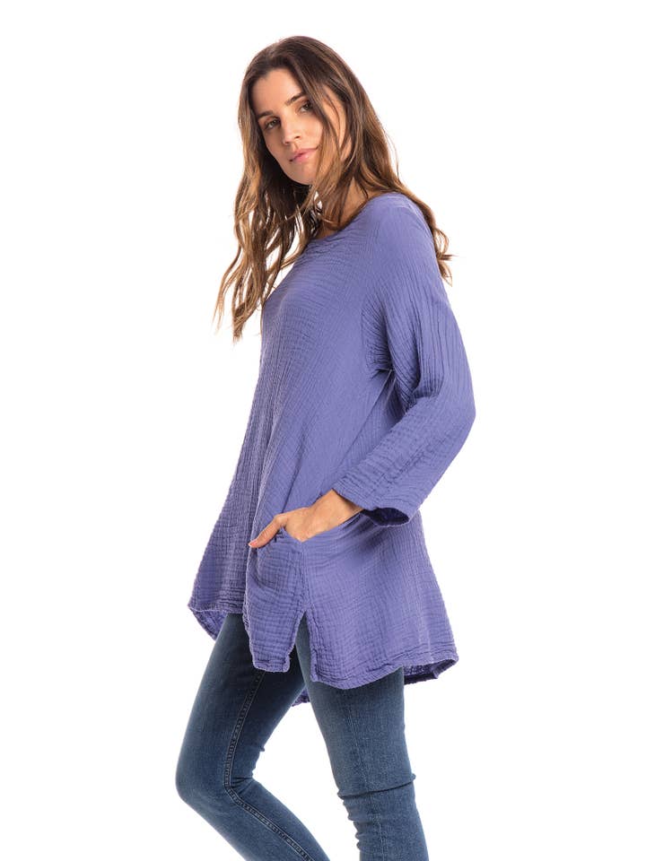 Nusantara Inc. - Wholesale Blouse - Women's - Thai Cotton Long Sleeve Tunic-03477 (S/M, L/X, XXL)13