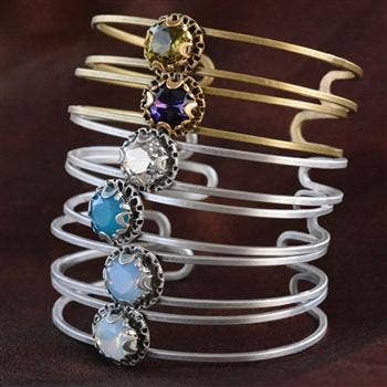 Crystal Dot Stacking Cuff Bangle Bracelet for wholesale by Sweet Romance Jewelry
