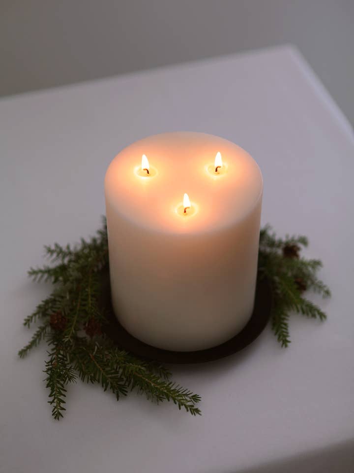 200h Burn | GRAND Beeswax Pillar Candle | Natural White for wholesale by Mo&Co Home