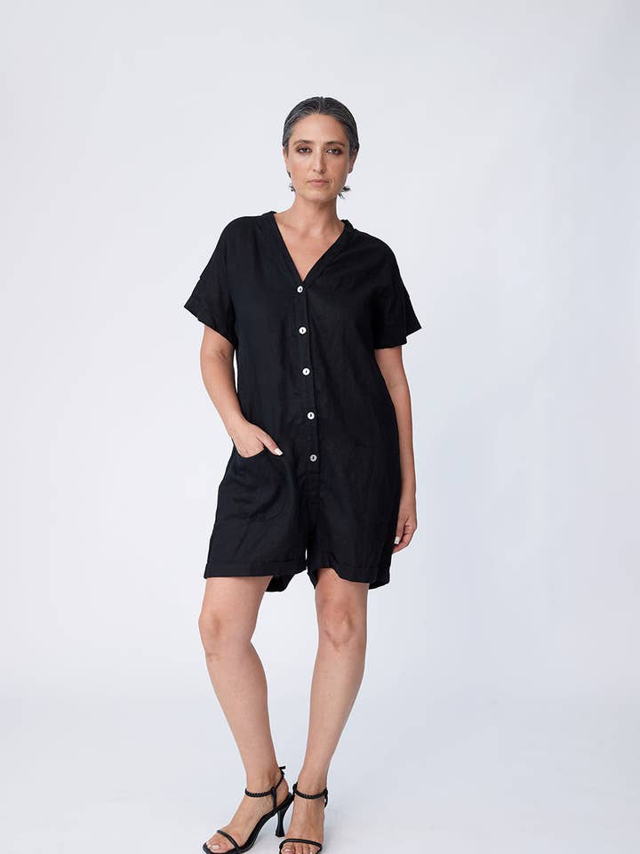Linen Duke Suit - Black for wholesale by Tluxe