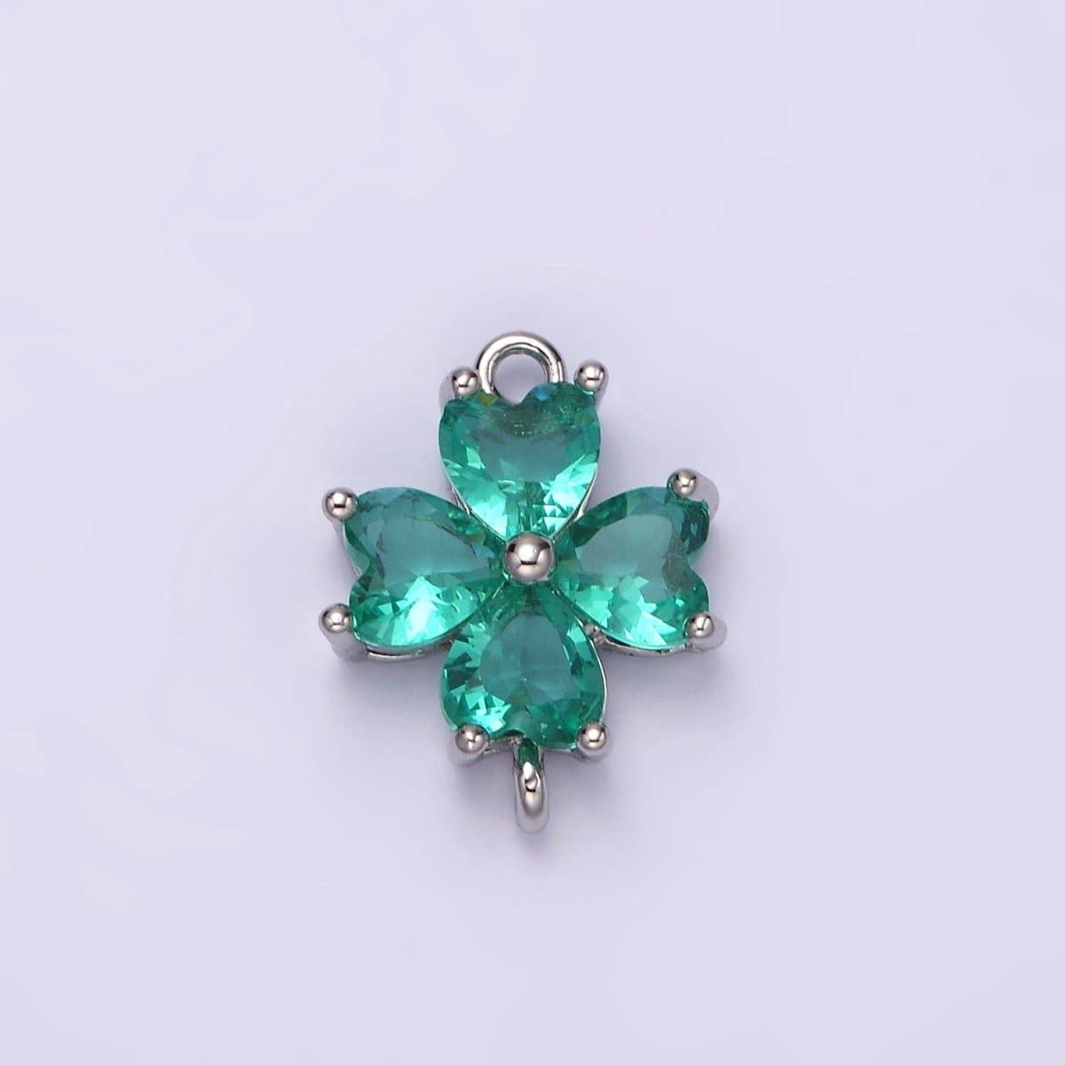 Aim Eternal - Venta al por mayor Abalorios/colgantes individuales - Conector de Flor de Pétalo de Corazón con Circonitas en Azul Bebé, Verde Azulado, Azul, Menta, Verde, Azul Oscuro, Fucsia Relleno de Oro de 14K en Oro y Plata | G-203 - G-21610