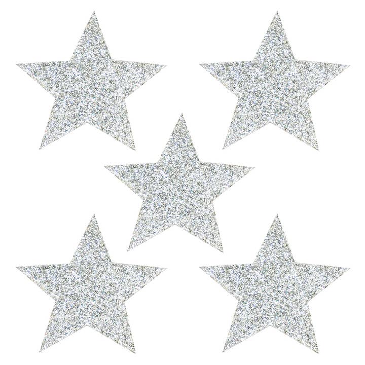 Pegatinas decorativas, estrellas brillantes, plata, tamaño 50 para venta al por mayor de Fabfabstickers