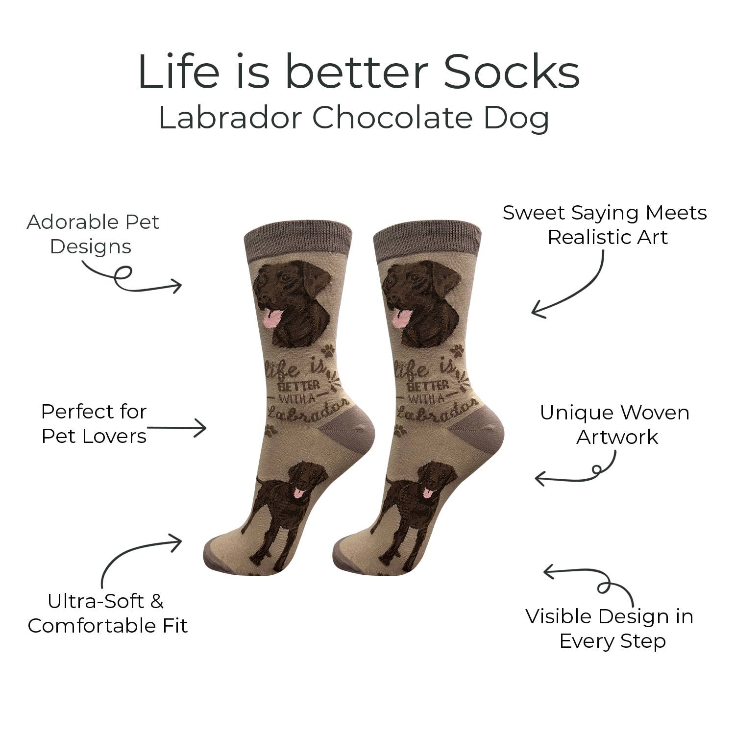 E&S Pets – wholesale Socks – Unisex – Chocolate Labrador Dog Socks - Fun Novelty Socks - Unisex2