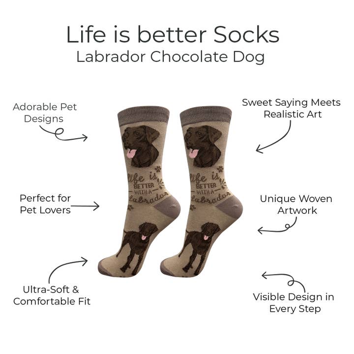 E&S Pets – wholesale Socks – Unisex – Chocolate Labrador Dog Socks - Fun Novelty Socks - Unisex2