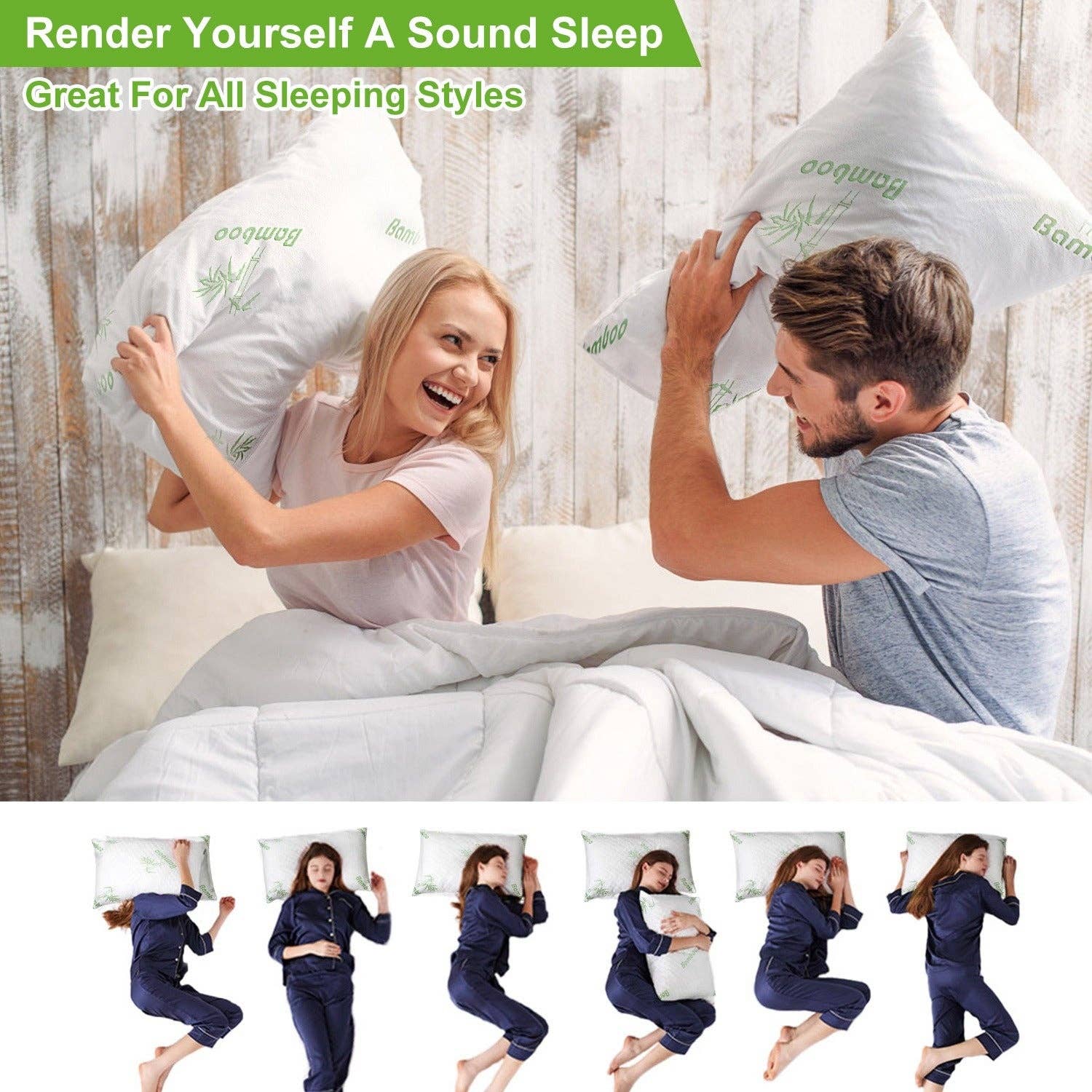 Hard Rock Health Stores - Wholesale Bedding Pillow - 2Pcs Bamboo Memory Foam Pillow2