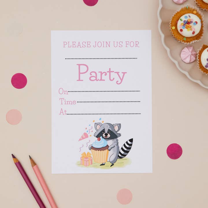 Invitation à la fête d'anniversaire pour enfants "Raton Laveur Party" pour la vente par Sjstationery