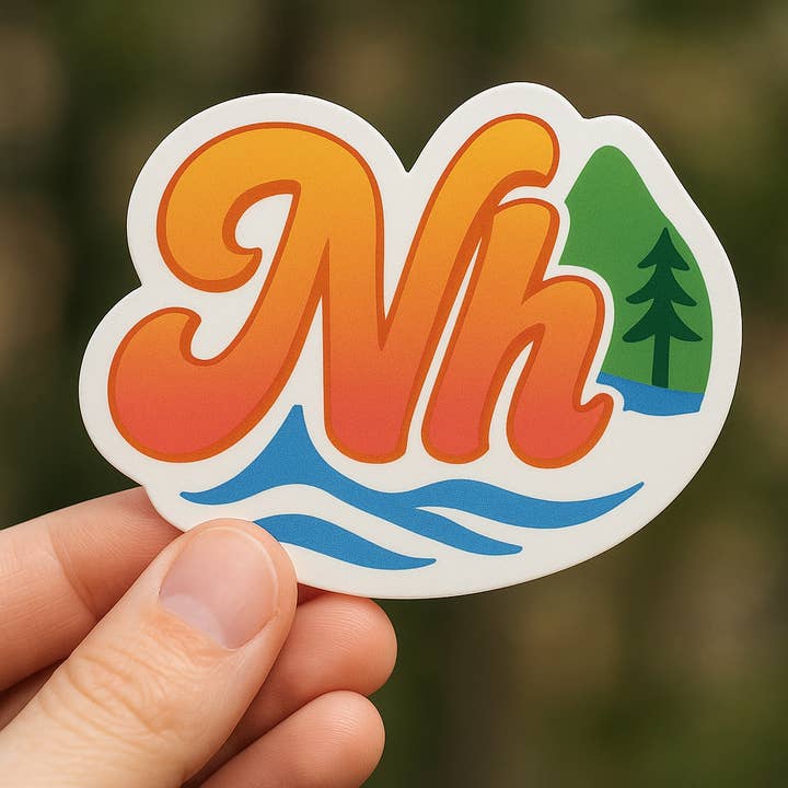 NH New Hampshire Nature Retro Sticker for wholesale by Nahamsha Gifts