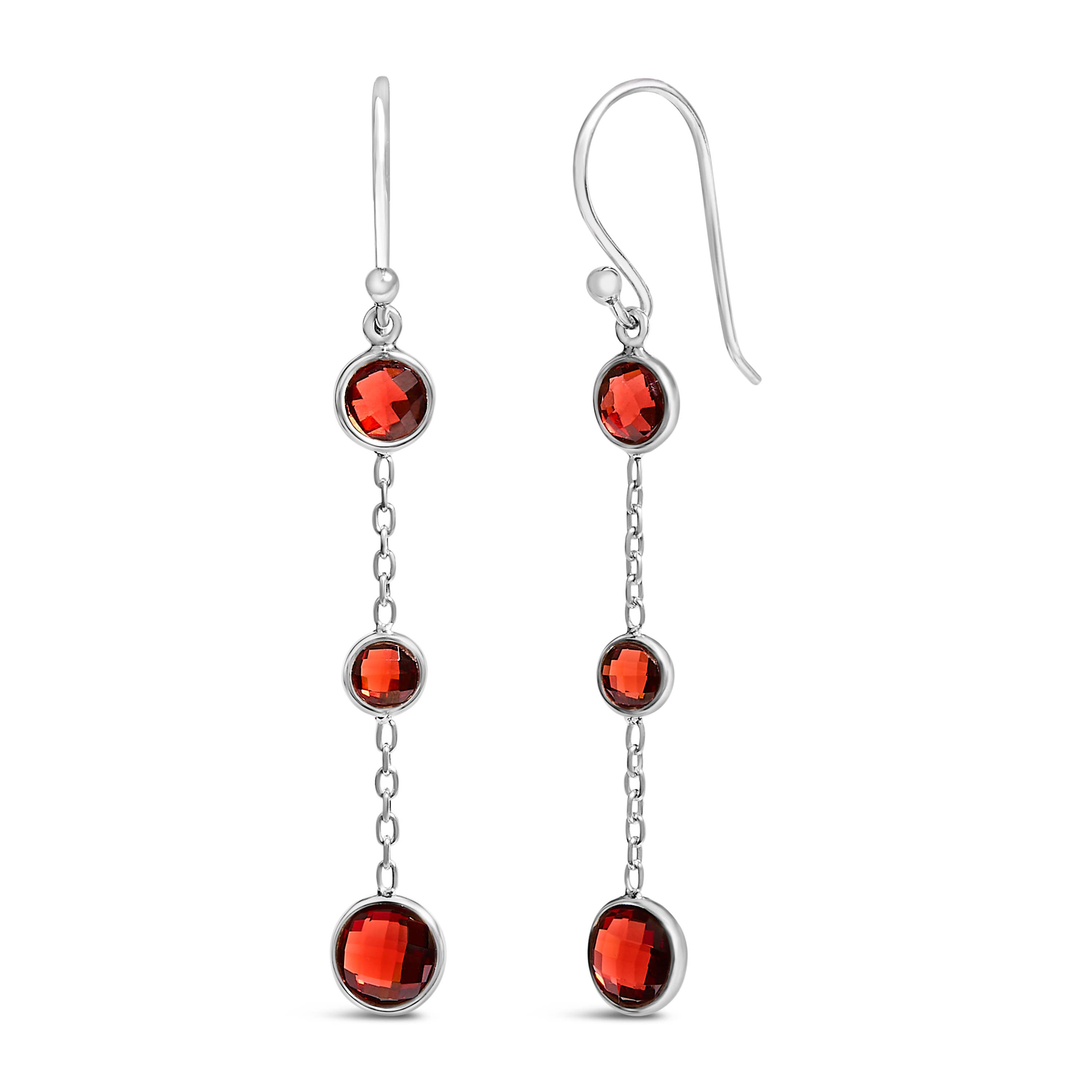 Infinite Jewels - Wholesale Dangle Earrings - .925 Sterling Silver Graduating Red Garnet Dangle Earring1