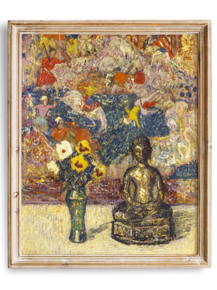 Impression florale de Bouddha vintage | Décoration murale de méditation zen pour la vente par Knot & Soul