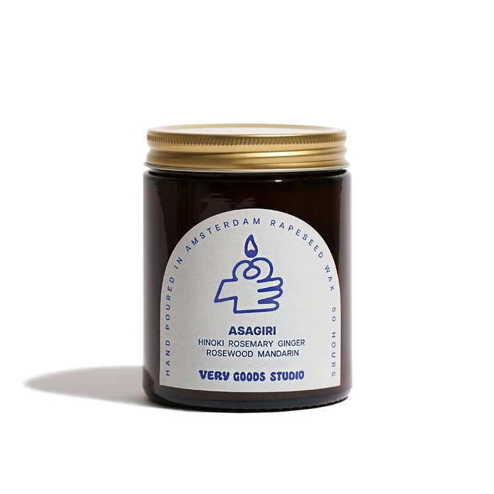 Very Goods Studio - Wholesale Jar/Filled Candle - ASAGIRI  / 170 ml / 45-50 Hours Amber Glass Jars