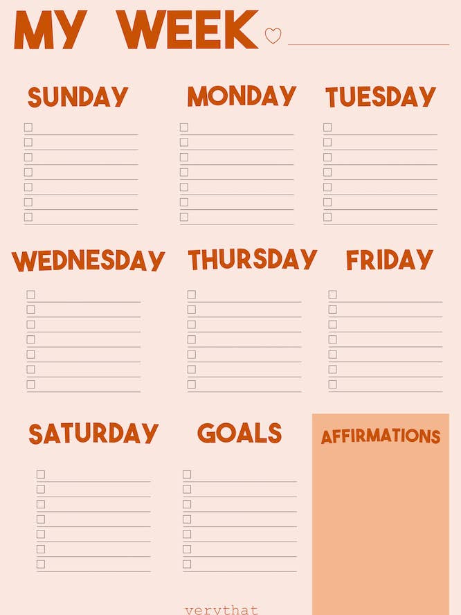 Weekly Planner Sheet - Terracota for wholesale by Very That