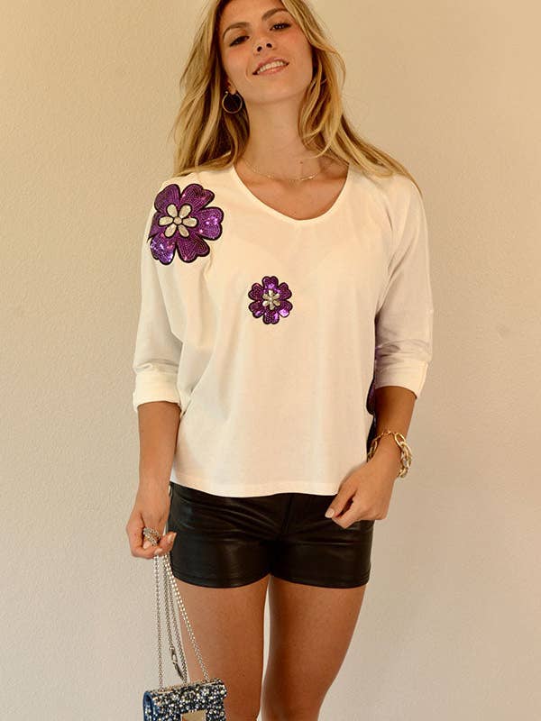 SEQUIN FLOWER T-SHIRT for wholesale by Ambiente