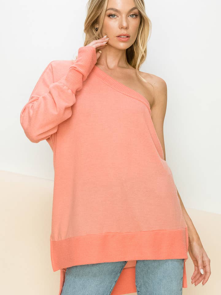 ST3302 - TAMPO DE UMA TÚNICA OMBRO EM MALHA MACIA por atacado de FSL Apparel