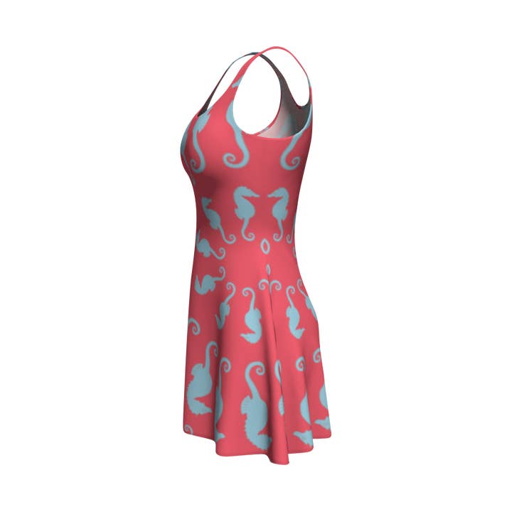 Robe évasée Hippocampe - Rose corail pour la vente par SummerTies