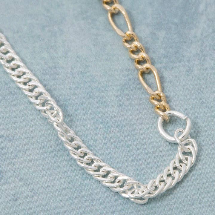 Gold Silver Two Tone Chain Necklace for wholesale by The Looks by Fame Accessories
