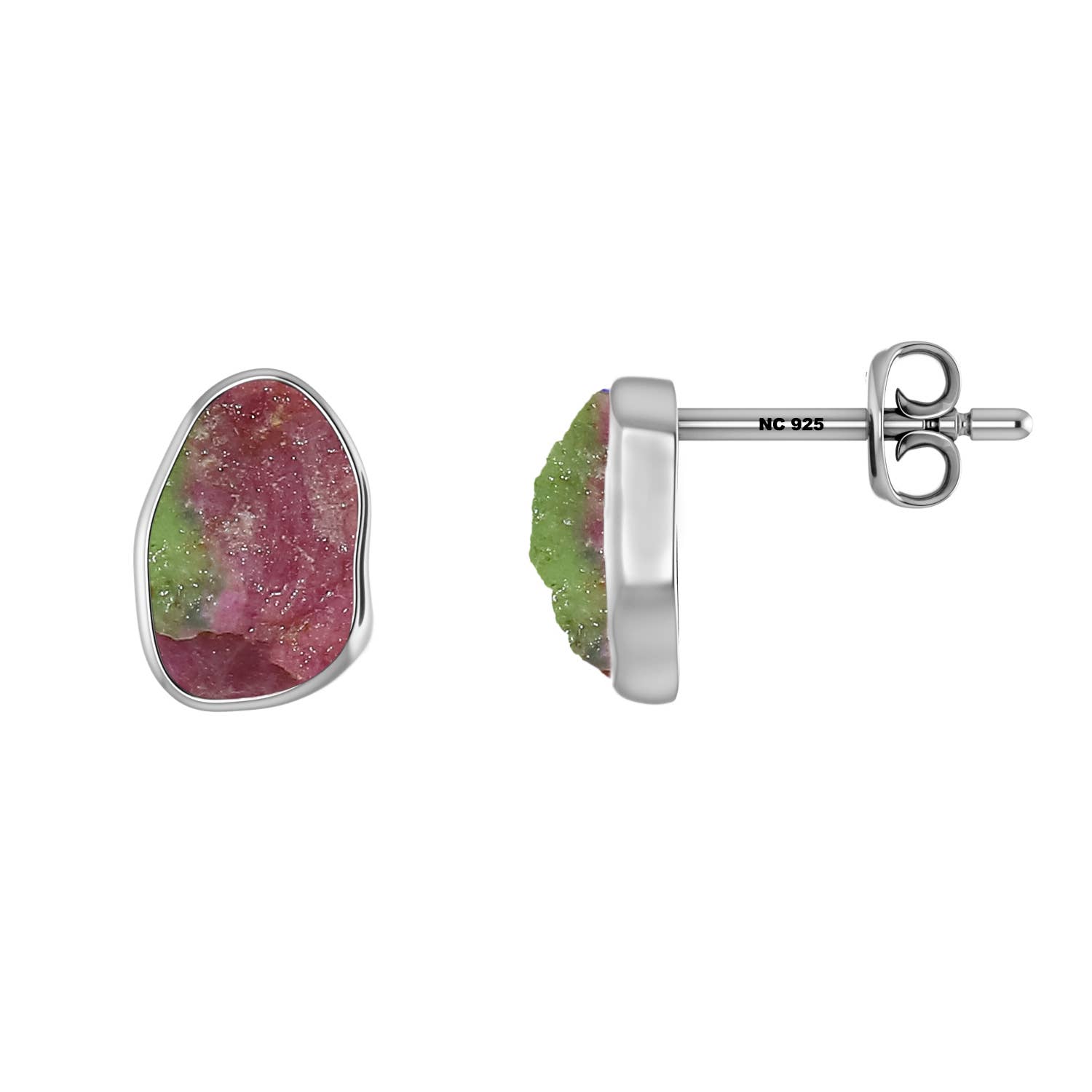 Nature Crafts – wholesale Solitärörhängen – Naturliga grova Ruby Zoisite Stud örhängen i Sterling Silver1