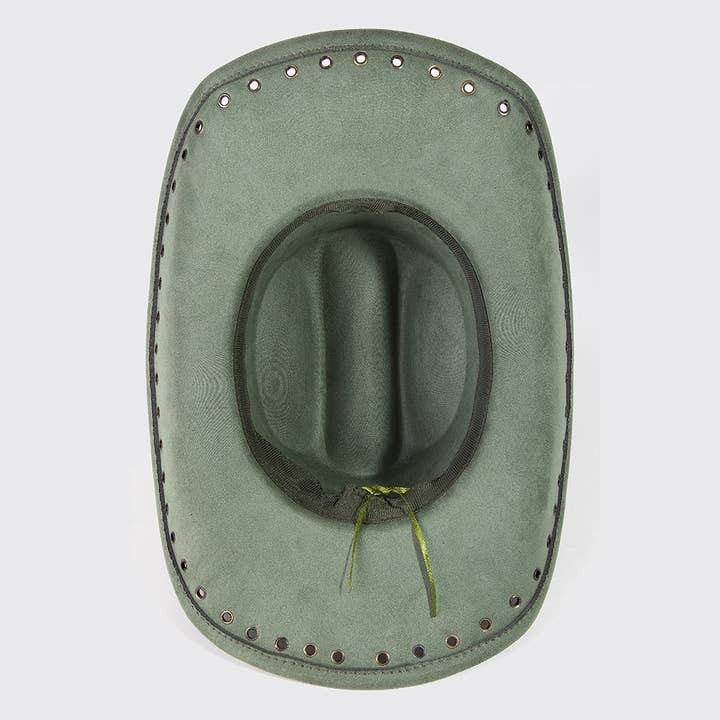 Collections by Fame Accessories - Wholesale Fedora - Women's - Grommet Brim Faux Suede Cowboy Hat