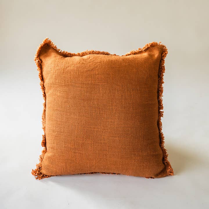 Co.House Designs - Wholesale Throw/Decorative Pillow - Luxe Linen Fringe Edge Square Throw Pillow