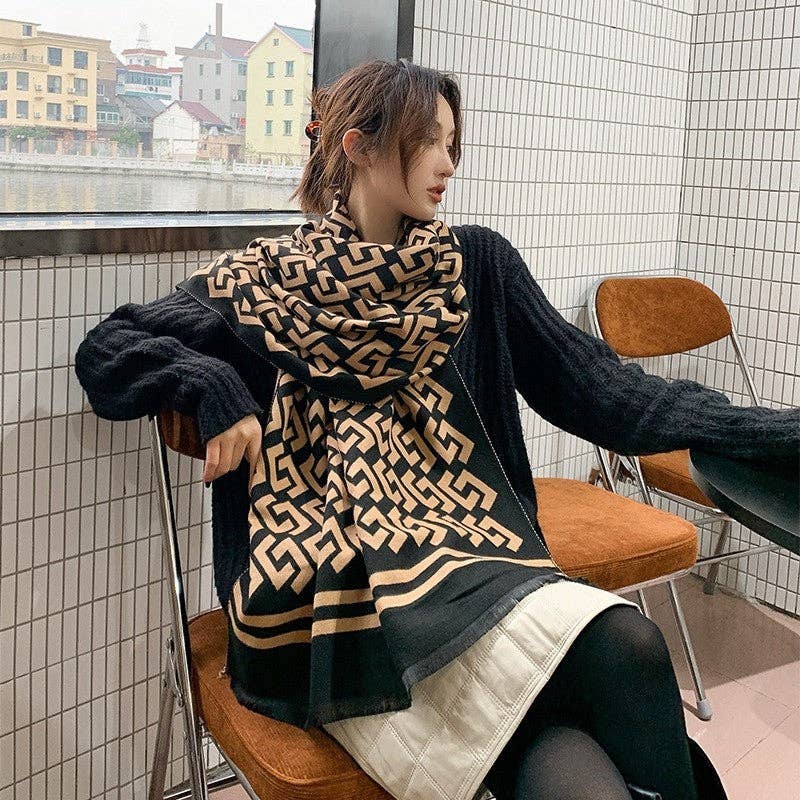 ShieldChic - Wholesale Scarf - Women's - Jacquard Fringed Cashmere-Like Scarf4