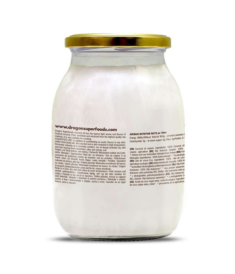 Smart Organic - Vente Huile de cuisson - Huile de coco extra vierge bio Dragon Superfoods, 1000 ml1