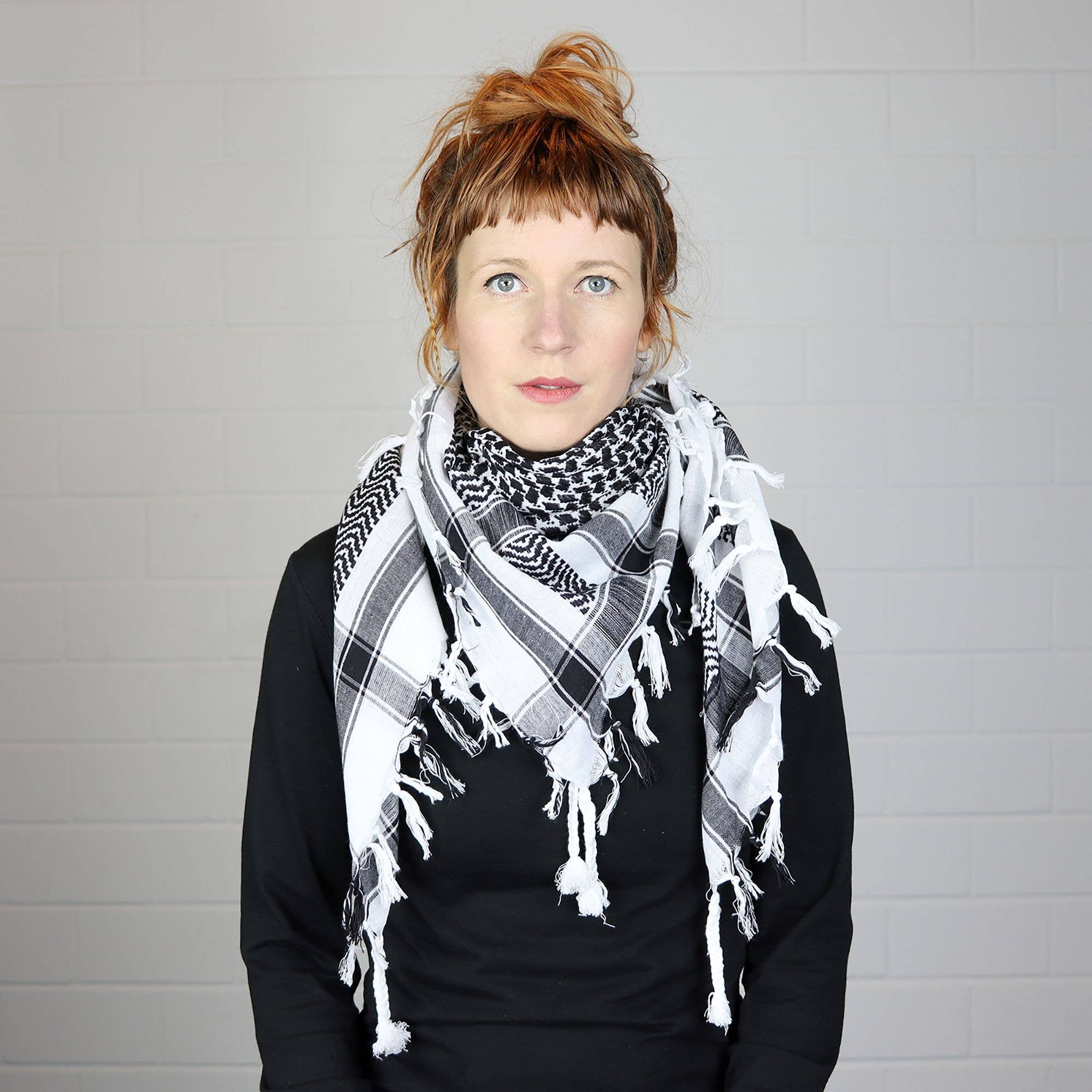 Tribal Trade GmbH - Wholesale Scarf - Unisex - Palituch - White - Black - Kufiya PLO towel5