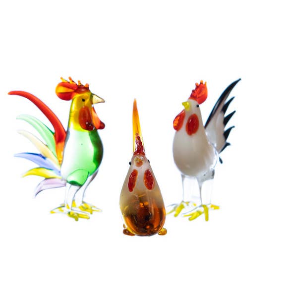 Glass Rooster Mini 2" for wholesale by Sea Creations
