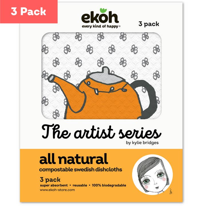 EKOH - Wholesale Dishcloth - Swedish Dishcloth Set of 3 Artist Farm House Prints1