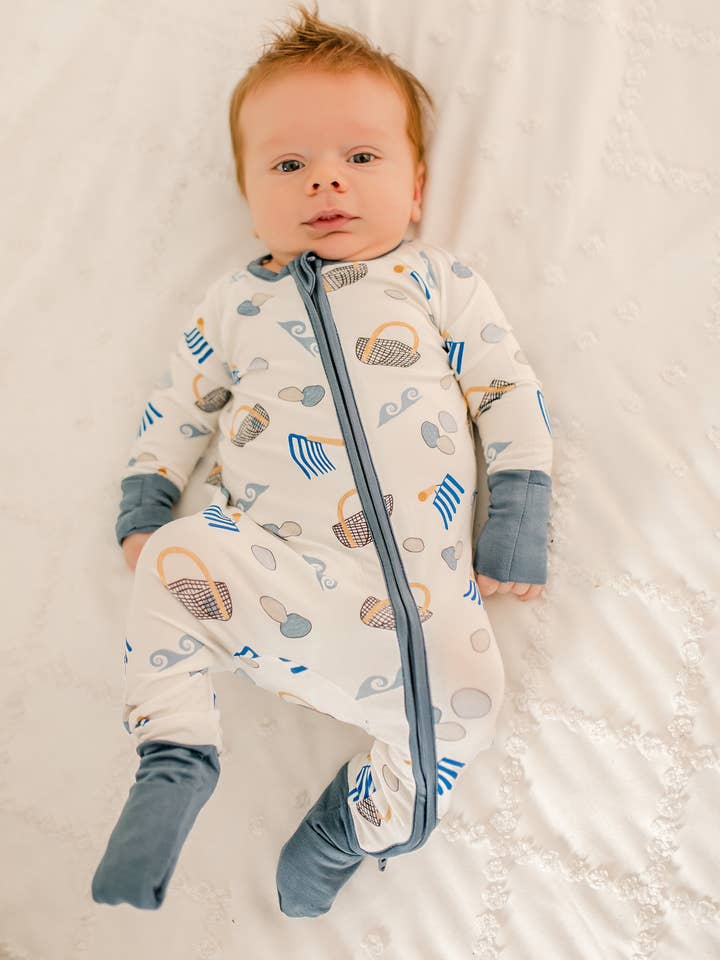 🌊 Tyler - Maine Clam Digger Zippy Romper for wholesale by Bailey Baby Co.