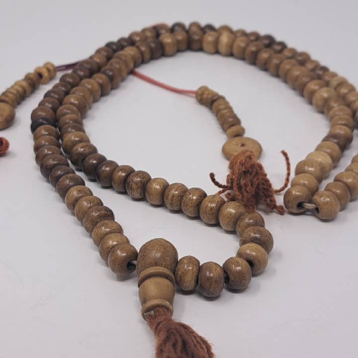 Plain D.Brown Yak Bone w/counter beads orange Tassel - 8mm for wholesale by Now N Zen