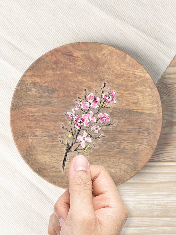 Pink Dogwood Sticker for wholesale by Locksley Workshop