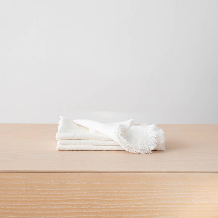 Linen Napkin Off White Terra Fringe for wholesale by LinenMe