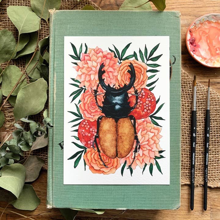 Candace Fincher - Wholesale Art print - Insect Art Print Of Stag Beetle, Insect Taxidermy, Entomology, Beetle Boho Wall Decor1