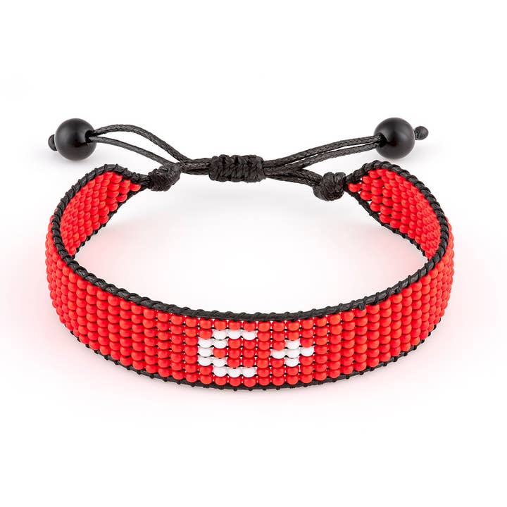 Pulsera con la bandera de Turquía: pulsera hecha a mano, pulsera de cuerda de estilo boho con cuentas ajustables con diseño patriótico para venta al por mayor de Fahari Luxury