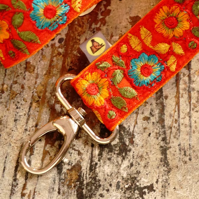 hundsfutter – trela - Cão por atacado – Larga bracelete laranja com design de flores4