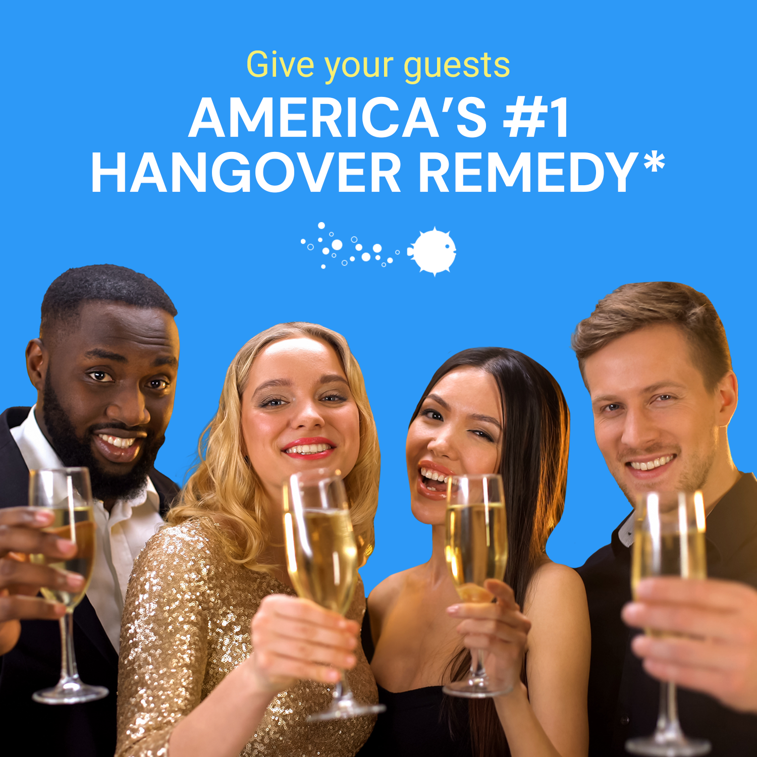 Blowfish for Hangovers – Großhandel Nahrungsergänzungsmittel/Vitamin zum Einnehmen – Partybox, (25 x 2 Tabletten-Umschläge)1