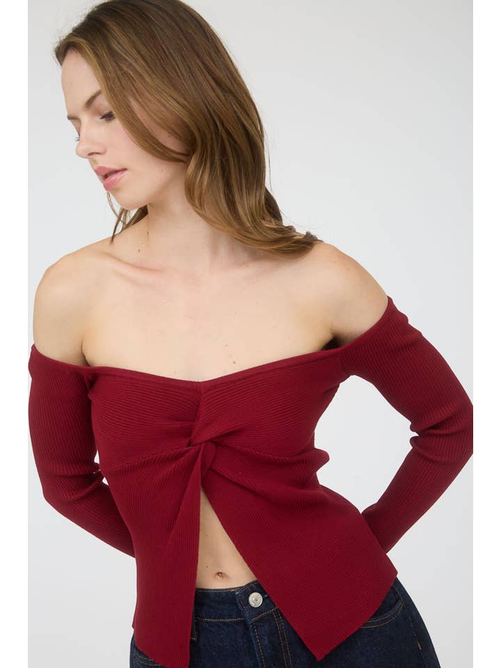 The Workshop Studio - Wholesale Knit Sweater - Women's - OFF SHOULDER TWIST SPLIT FRONT KNIT SWEATER20
