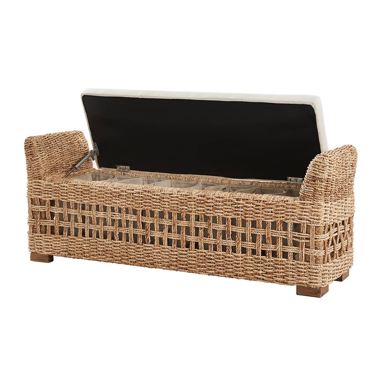 Natural Anton Ratten Storage Bench for wholesale on Faire2