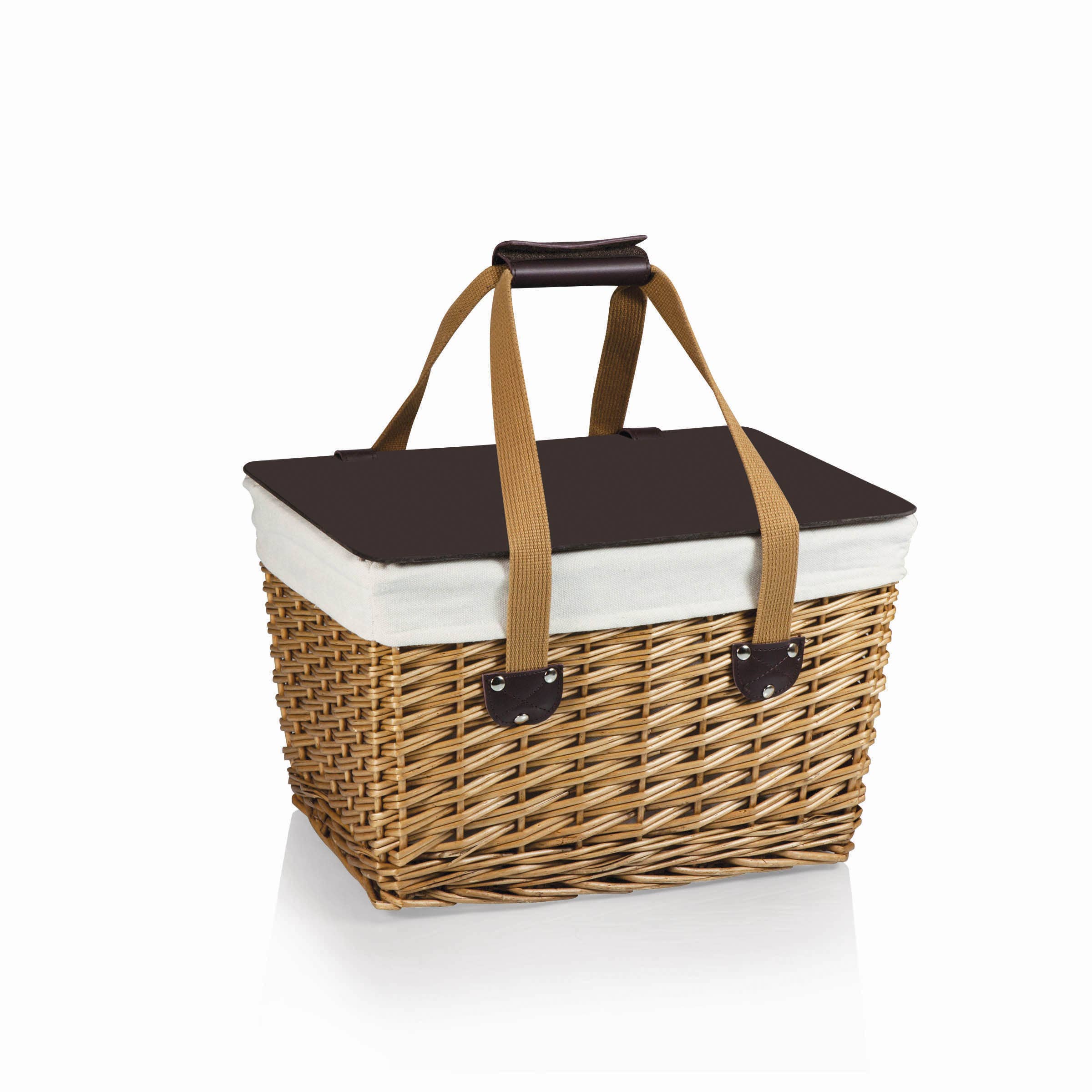 Beige Canvas with Brown Lid Canasta Wicker Picnic Basket for wholesale on Faire
