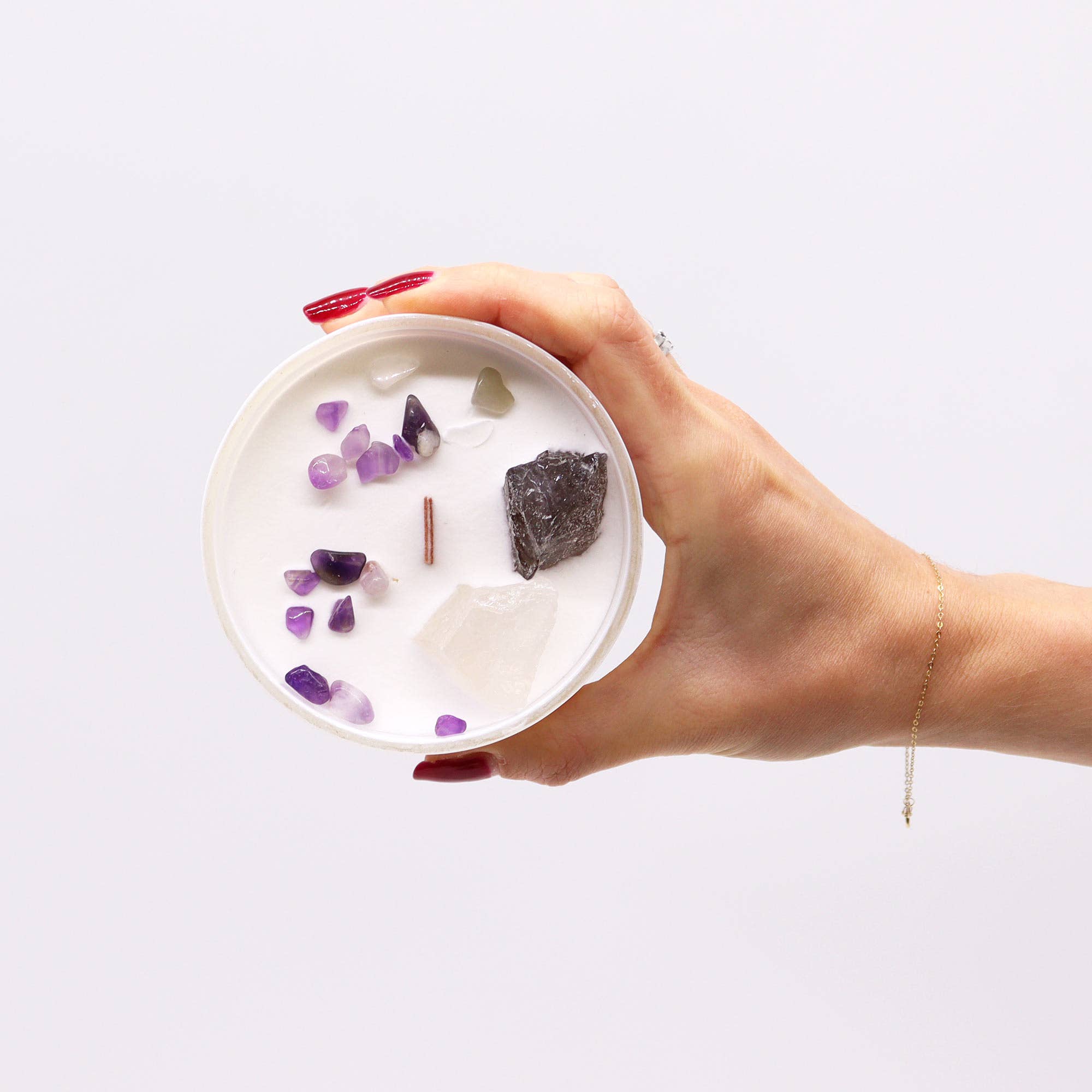 Cristaux & Bien-Être - Wholesale Jar/Filled Candle - Crown chakra candle3