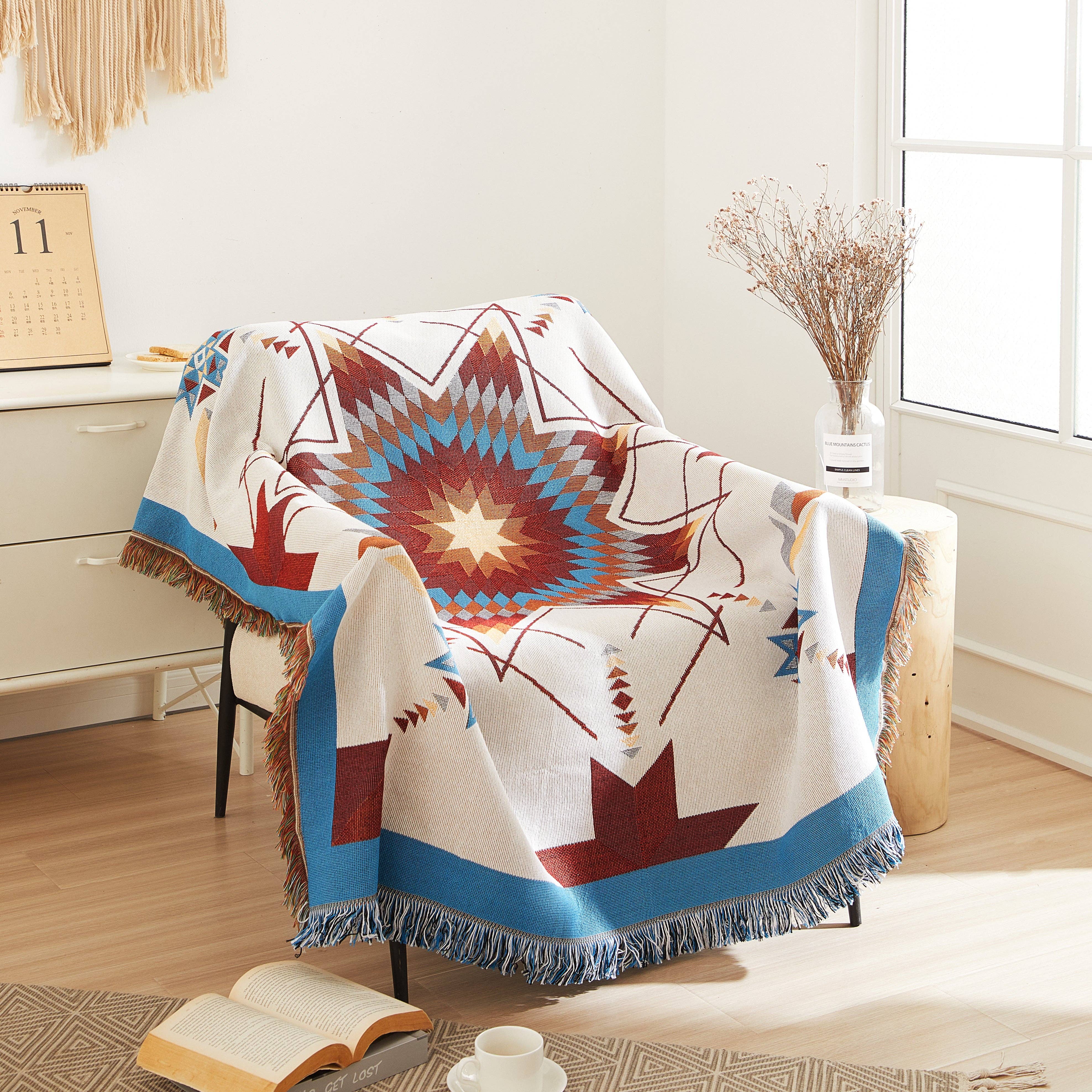 Linen Mart - Wholesale Throw Blanket - Woven Native Star Throw2