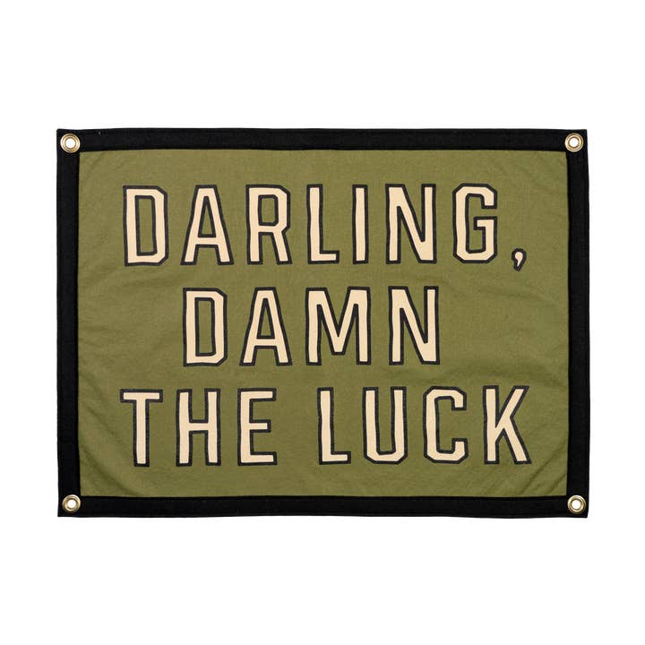 PRESALE: Darling, Damn The Luck Camp Flag • John Moreland x Oxford Pennant for wholesale by Oxford Pennant