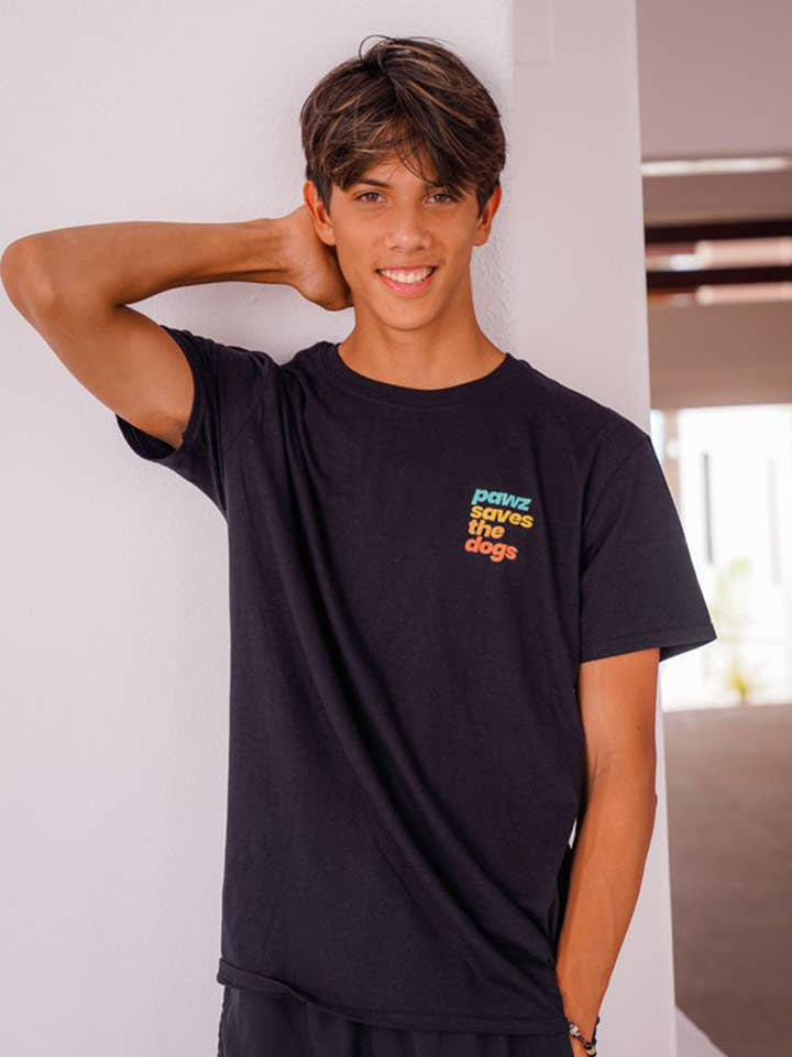 Men's Saves the Dogs Left Logo Black Tee for wholesale by PAWZ