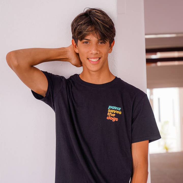 Men's Saves the Dogs Left Logo Black Tee for wholesale by PAWZ