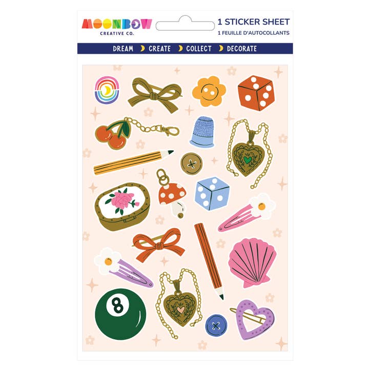 Little Trinkets Glossy Sticker Sheet for wholesale by Moonbow Creative Co.