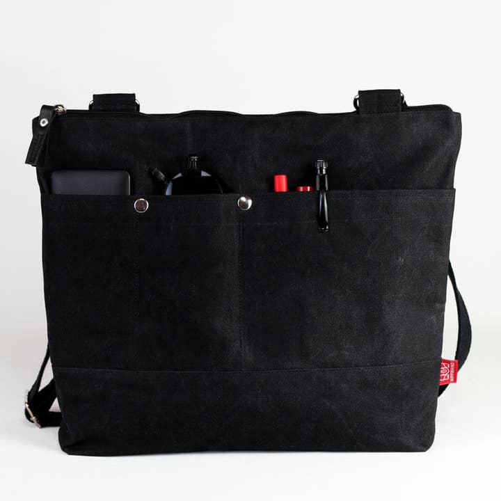 Svart Vaxad Canvas Tygväska Multi Pickets Shoulder Messenger för wholesale av hippirhino