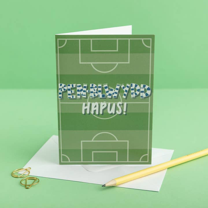 Birthday card 'Pen-blwydd hapus' - Football for wholesale by Draenog