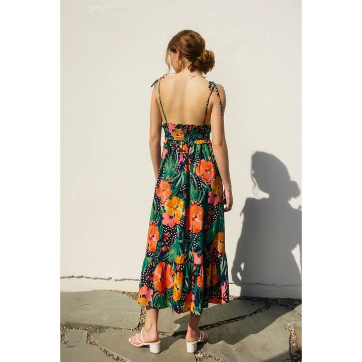 POPPY FIELD Hibiscus Shirred Waist Dress for wholesale on Faire