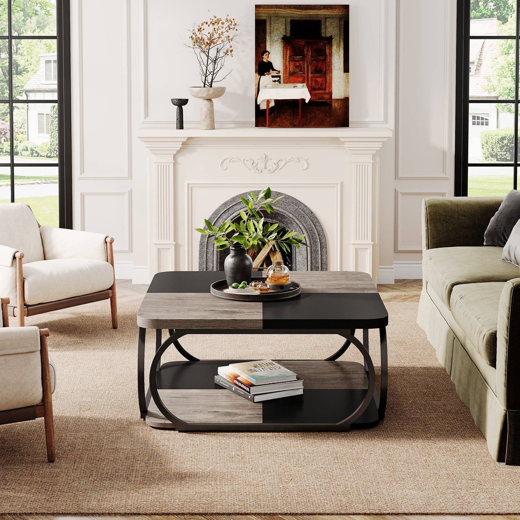 Meubelen-larridon - Wholesale Coffee Table - Square coffee table made of wood composite, low coffee table v A4