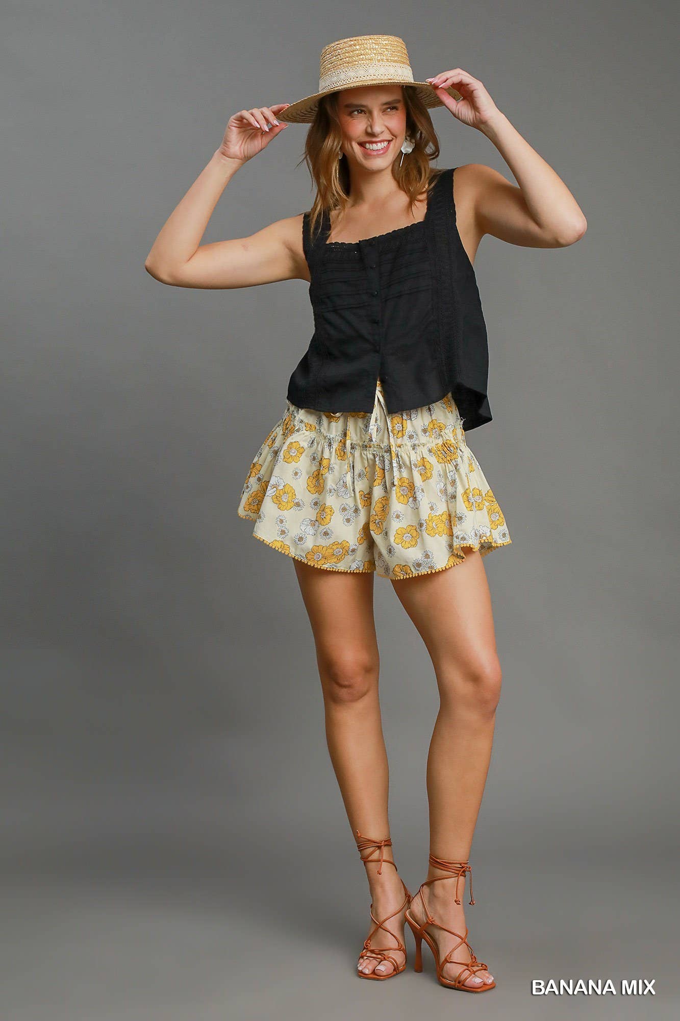 Vanilla Monkey - Wholesale Shorts - Women's - Floral Print Shorts With Gathered Details1